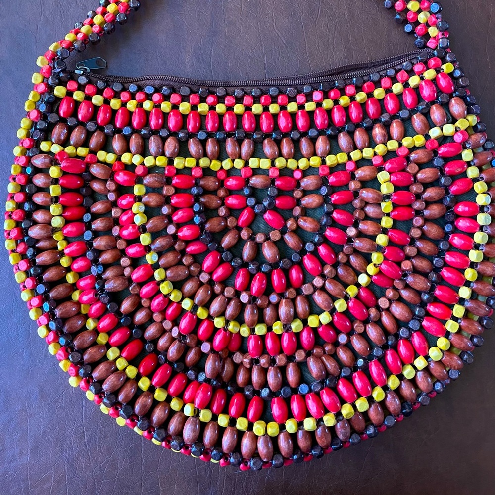 Wood bead handbag